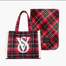 Victoria’s Secret Plaid Tote & Serpa Throw Set