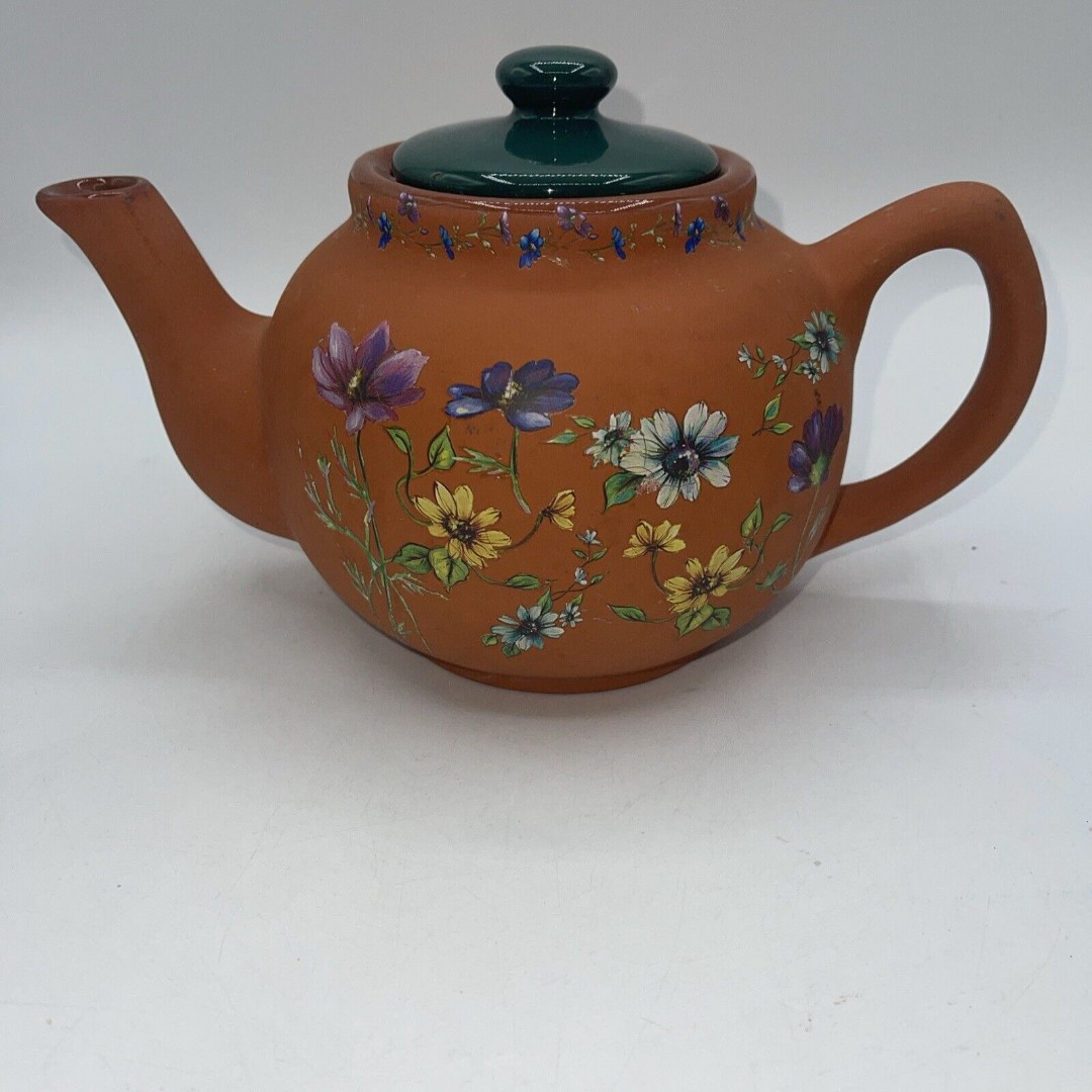 Teapot Hand Painted “Rose Garden” 10” x 6” Hand Painted Flowers