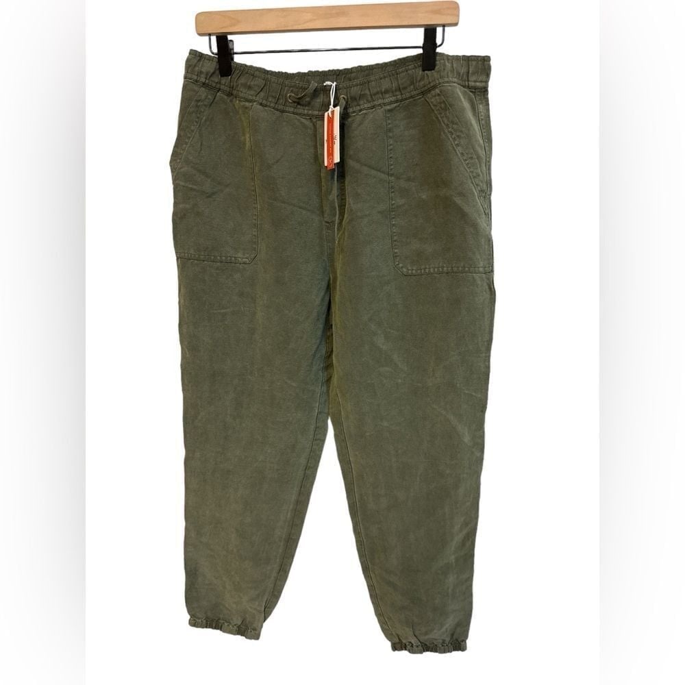 Womens Marine Layer Olive Green Elastic Waist Tapered Joggers Pants Sz L NWT