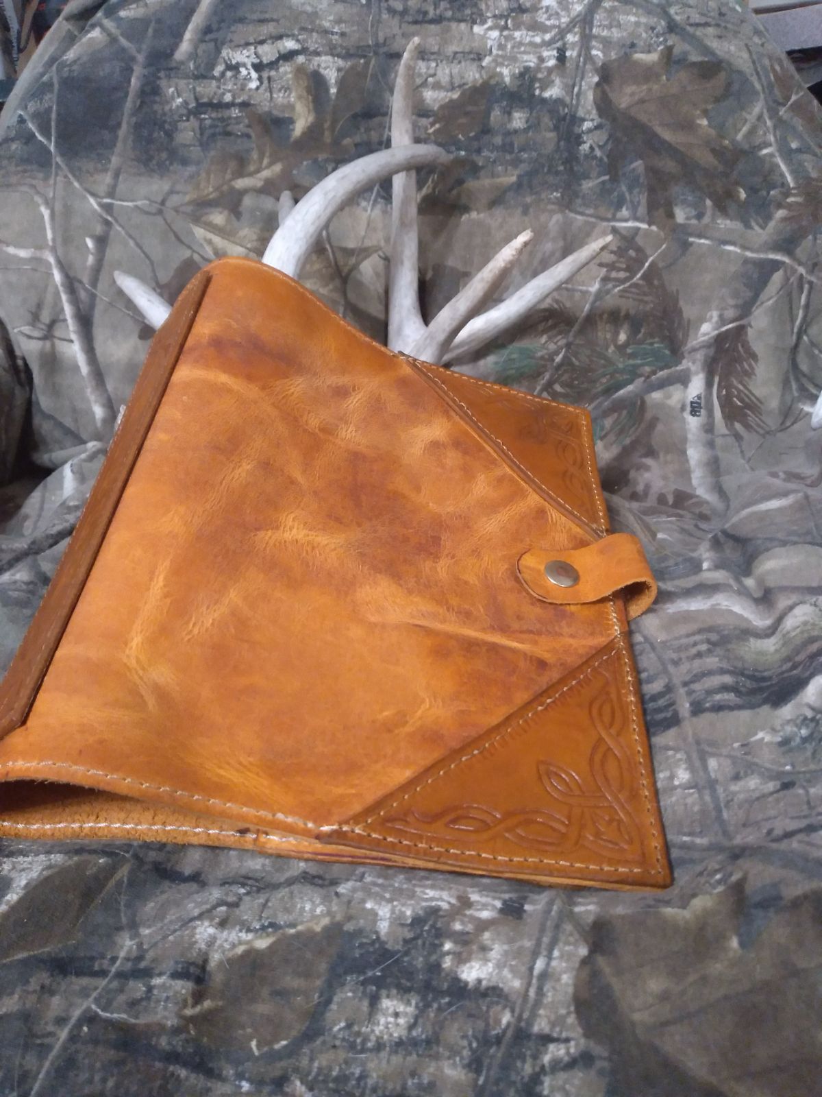 Hand tooled leather bible cover