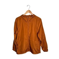 Madewell Packable Windbreaker Size Small Raincoat Burnt Orange Pockets Full Zip