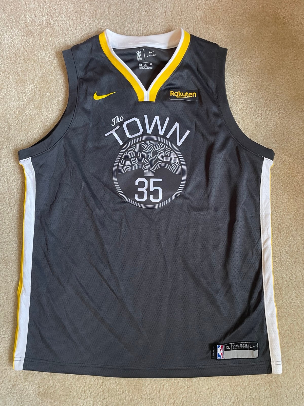 Nike Golden State Warriors Kevin Durant Short Sleeve Grey NBA Jersey Youth XL