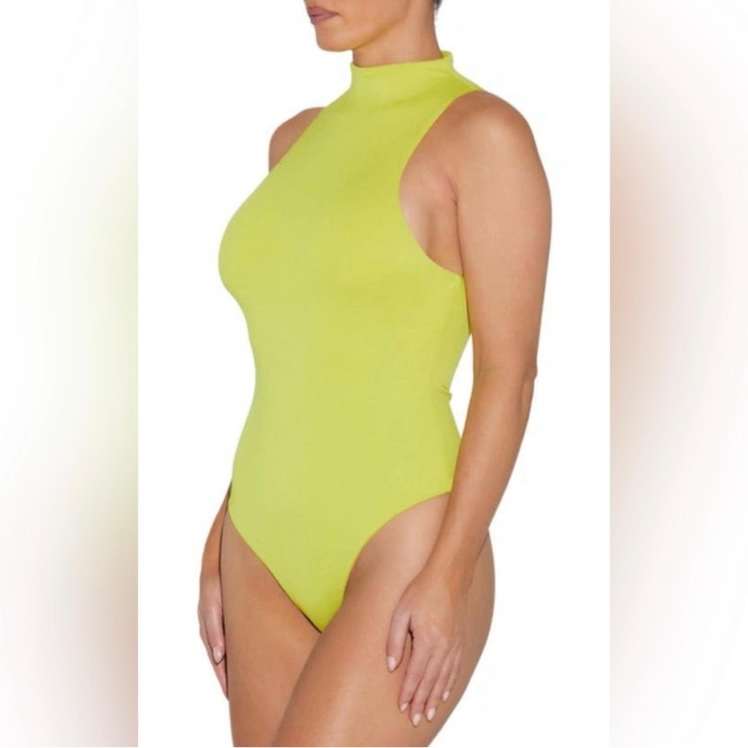 naked wardrobe sleeveless mock neck bodysuit lime green women small