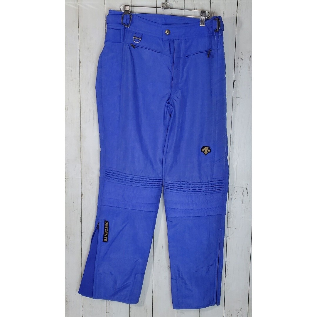 DESCENTE Vintage 90s Ski Snowboard Blue Pants Size 34R Windproof Padded Nice!