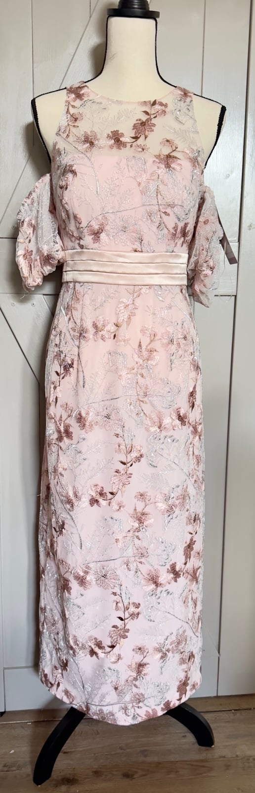 JS Collection soft pink embroidered dress