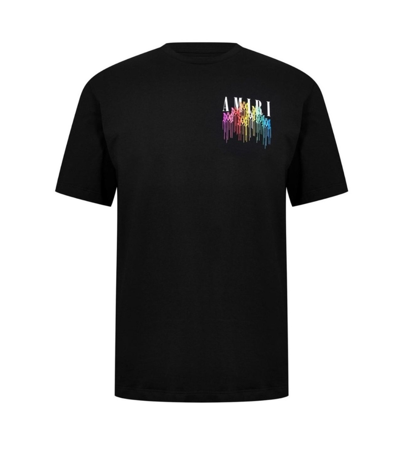 NWT Men’s Size Large AMIRI Drip Logo Crewneck Cotton T-shirt In Black/Multicolor