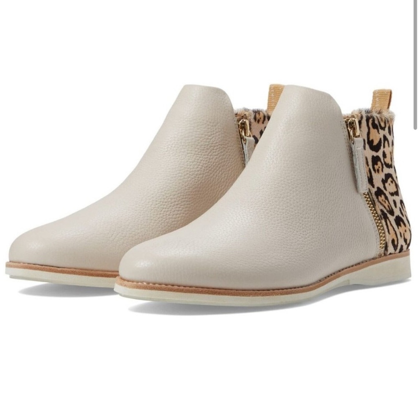 Rollie Size 7 Side Zip Bootie ankle boot Bone / Neutral Leopard Print animal