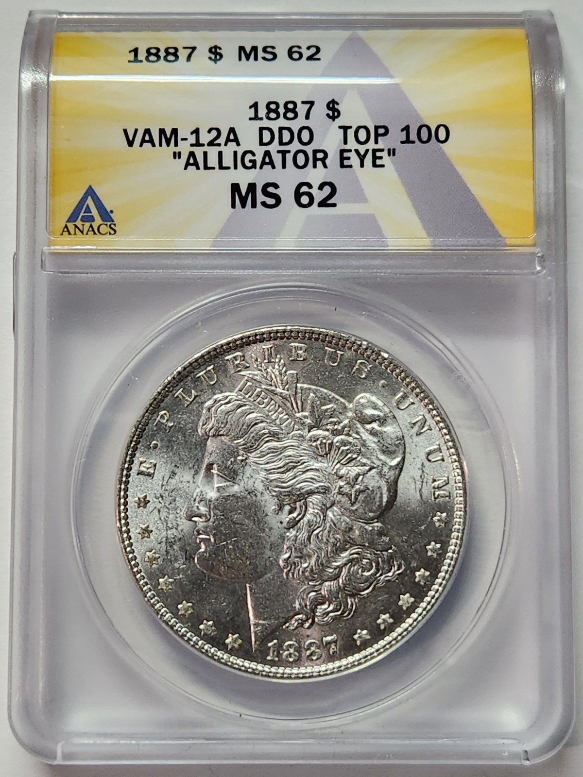 1887 P Morgan Silver Dollar MS62 VAM-12a DDO ALLIGATOR EYE TOP 100 ANACS