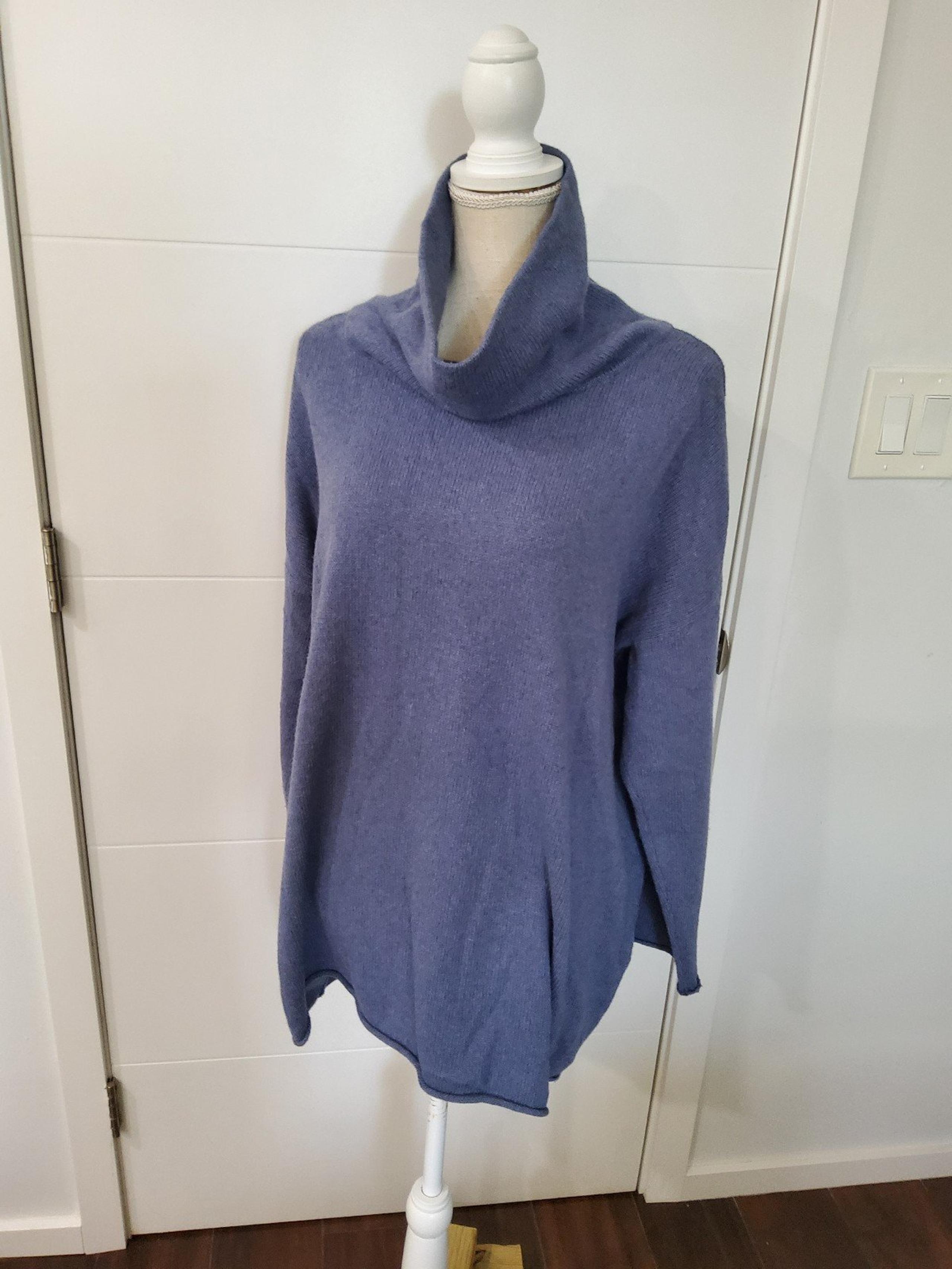 Eileen Fisher Cotton Cashmere Turtleneck Boxy Sweater Size L