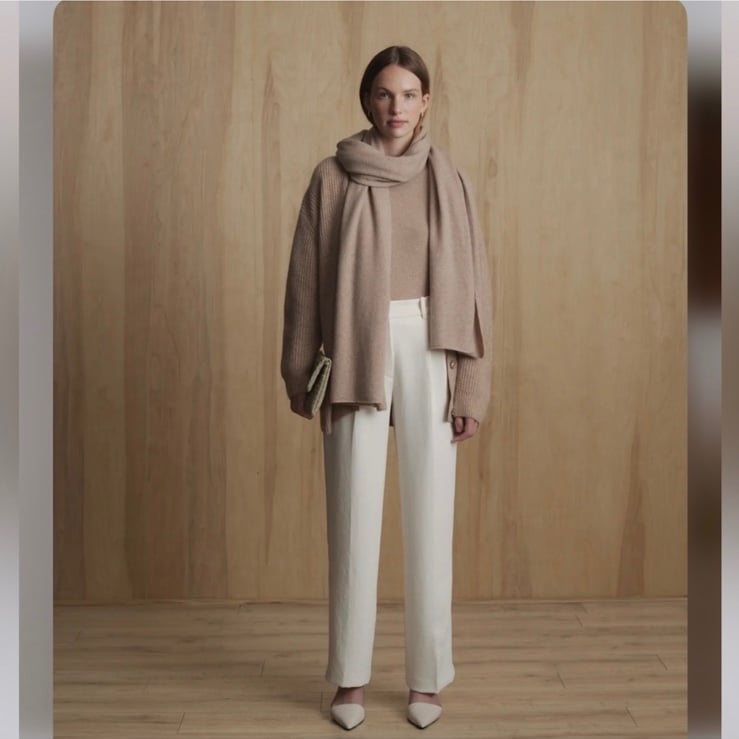 Quince Mongolian Cashmere Oversized Boyfriend Cardigan Sweater