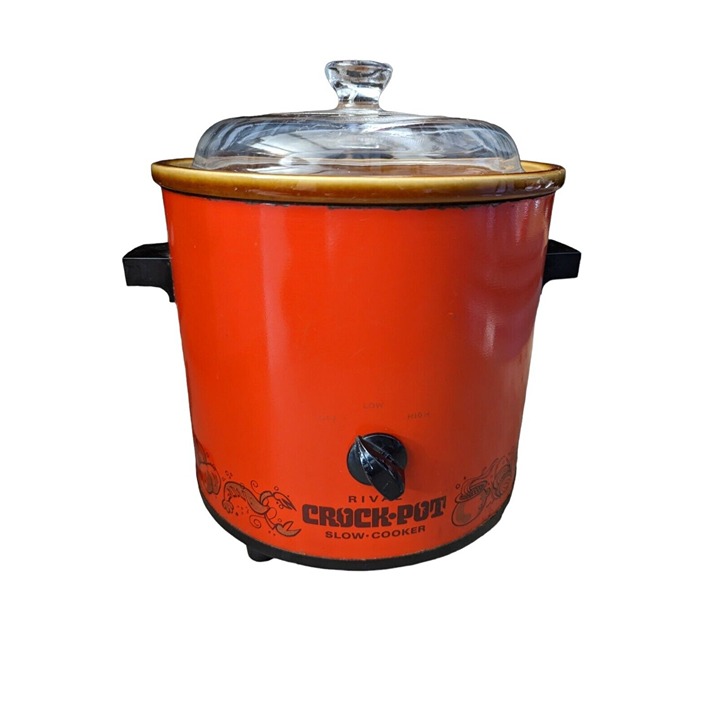Vintage Rival Slow Cooker Crock Pot Orange Mid Century MCM
