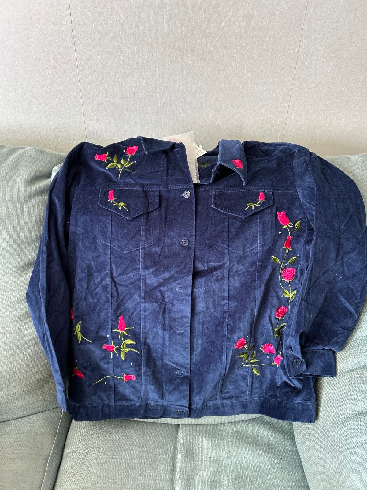 Jacket - Velveteen with Embroidered Roses