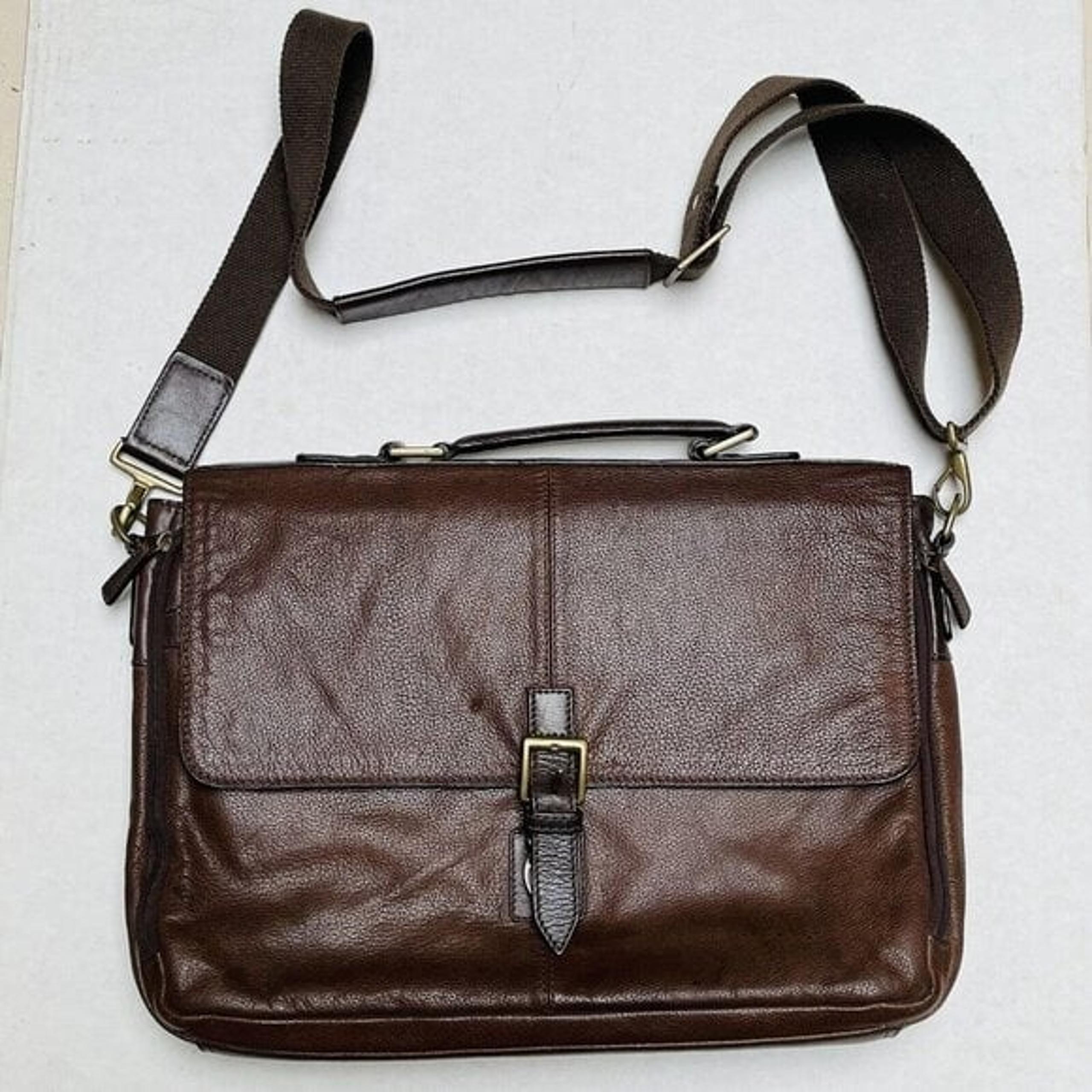 Scully  Leather Messenger Bag Crossbody Briefcase Brown Work Career Travel