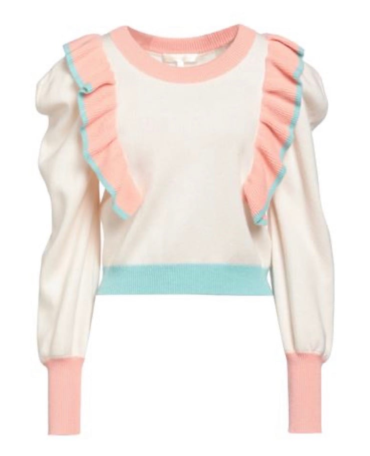 Love Shack Fancy Greece Ruffle Pullover Sweater