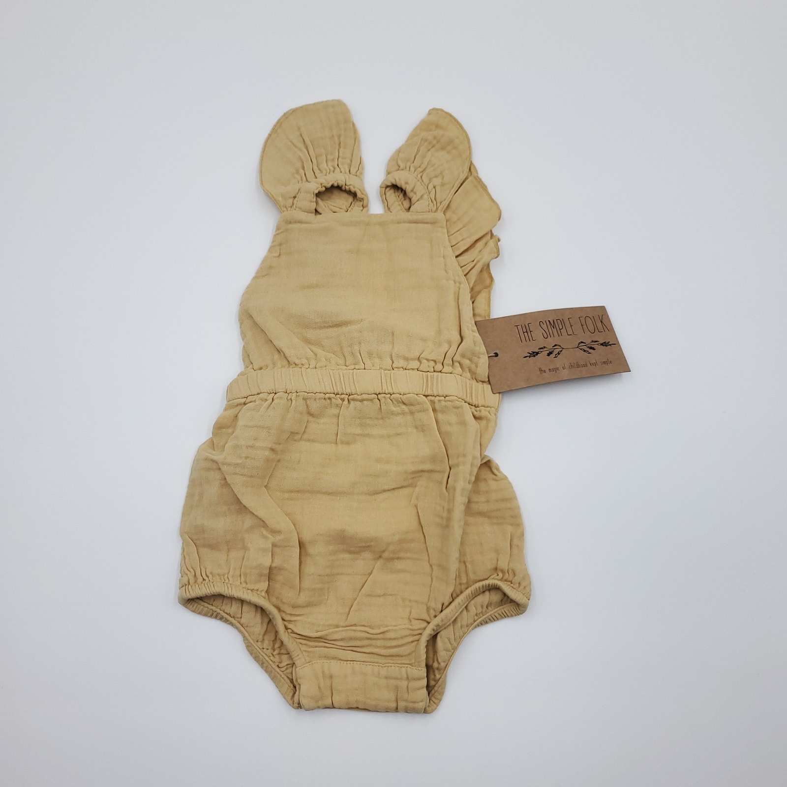 The Simple Folk The Ruffle Romper in Butterscotch Size 6-9 Months