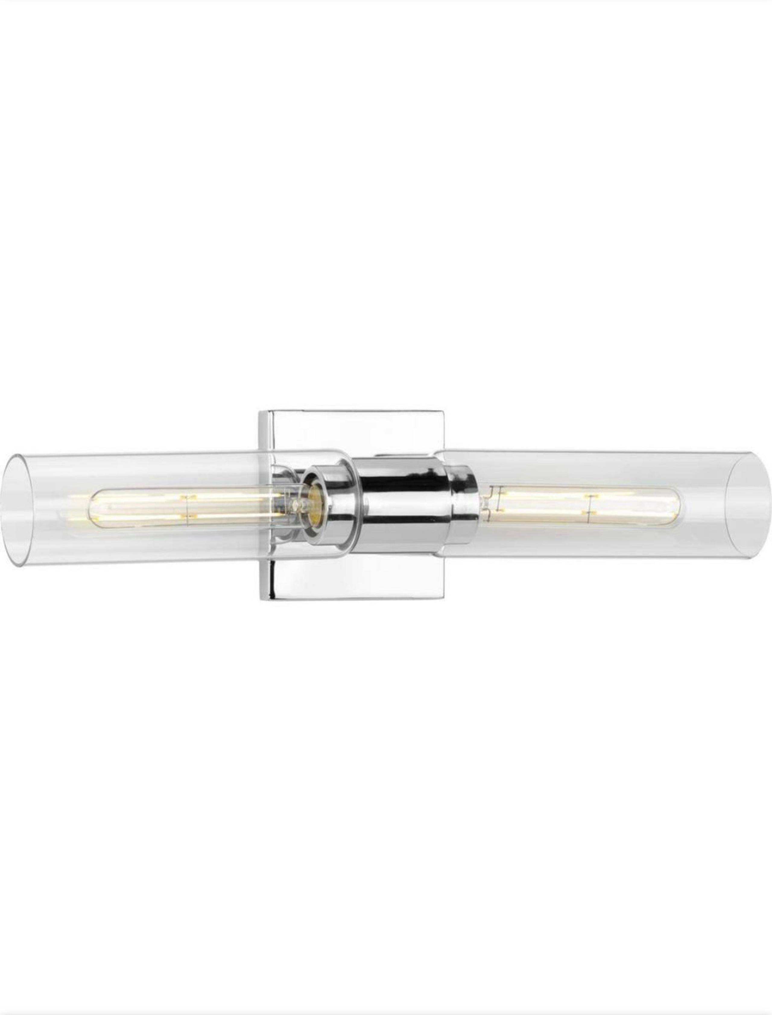 New 20.37” W 2-Light Polished Chrome Clear Glass Modern Wall Light P300300-015 - Progress Lighting