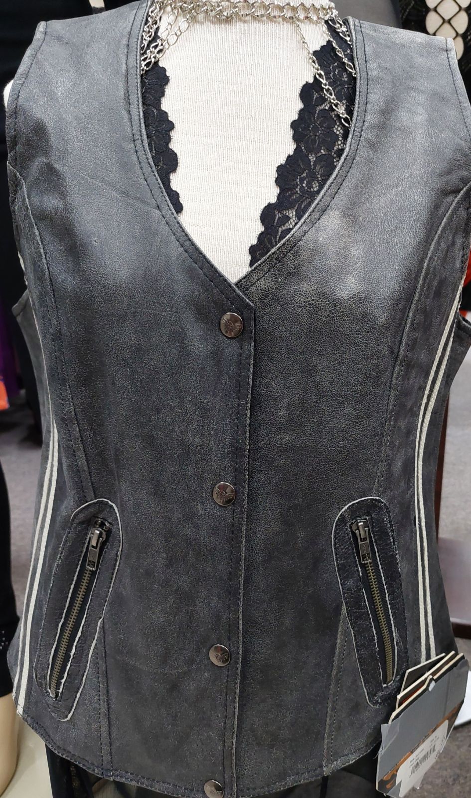 Grey Leather Vest