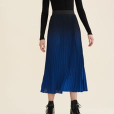 Maje Blue Jonael Pleated Crepe Midi Skirt