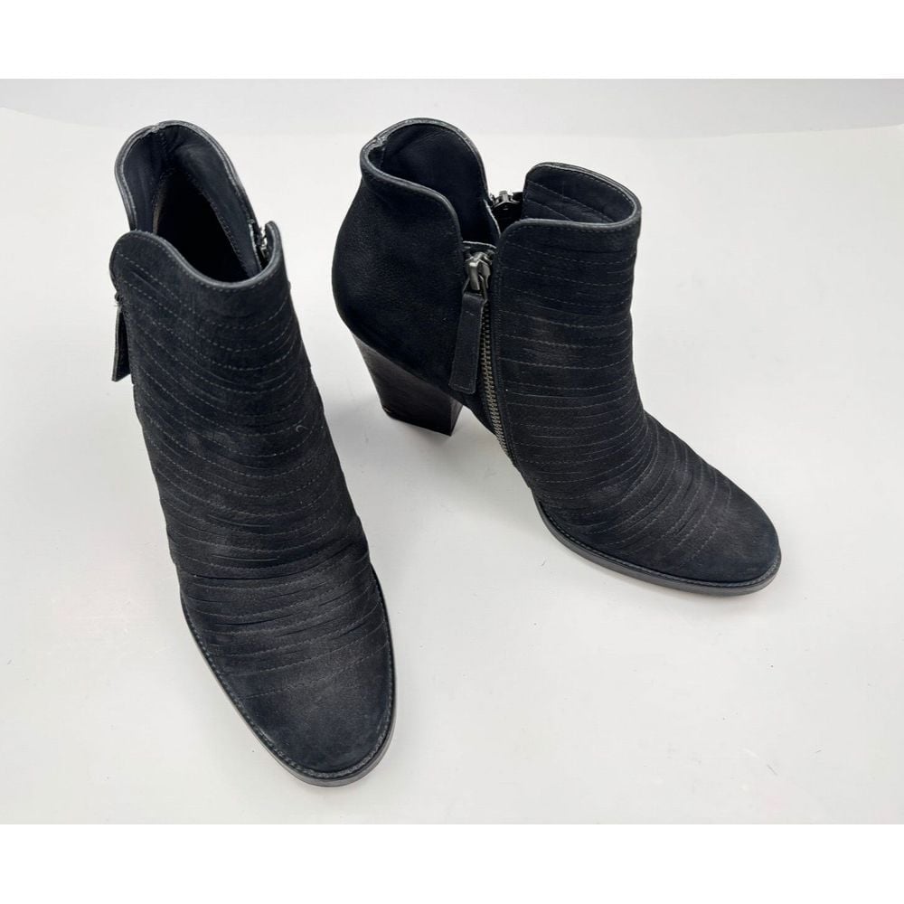 Paul Green Malibu Sliced Zip Bootie Women 5.5 US 8 EUC Block Hill Suede Black