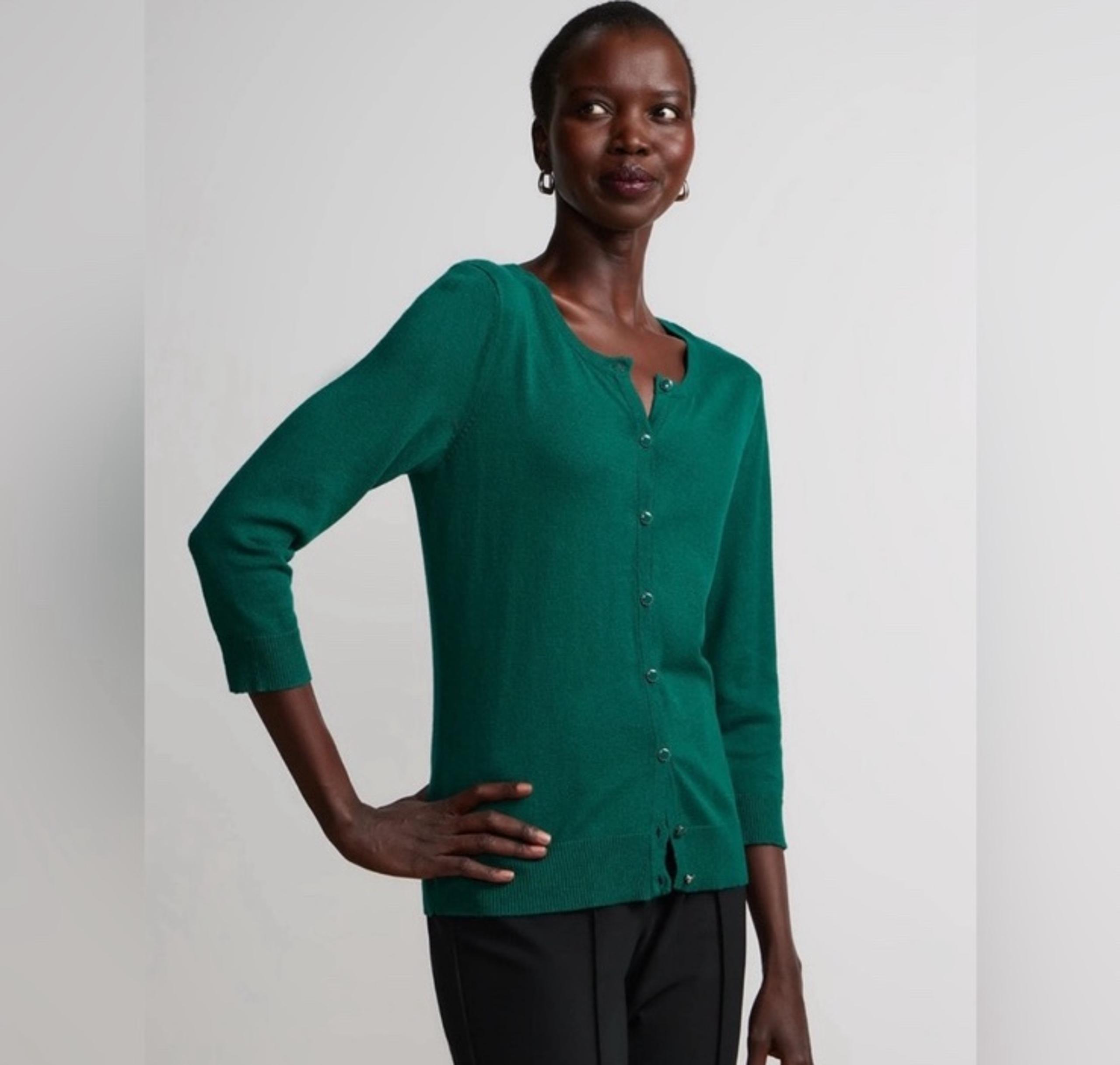 NWT New York & Company XL Green Button-Up Women's Sweater/Cardigan