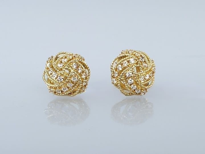 14K Gold Womens 1ct Diamond Twisted Knot Earrings Ladies 14 Karat Silver Jewelry