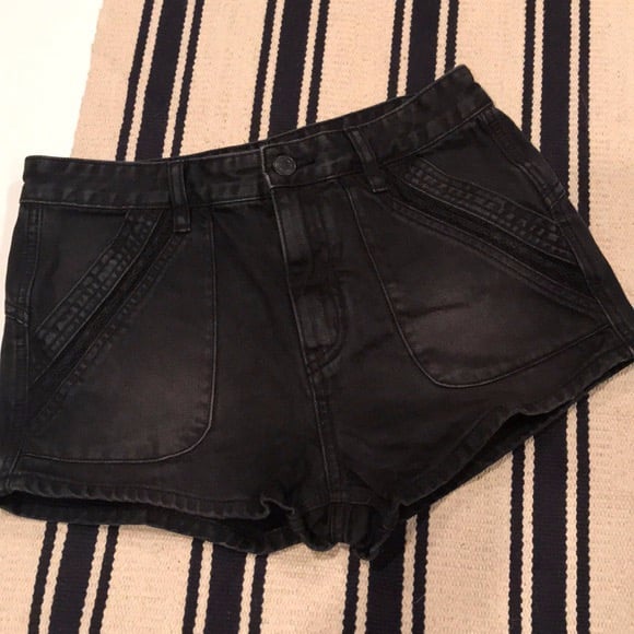 Free People Black Denim Shorts