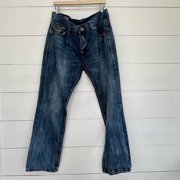 True Religion Men’s 40 Big Pocket Stitching Y2K 2000s Johnny Super T Jeans