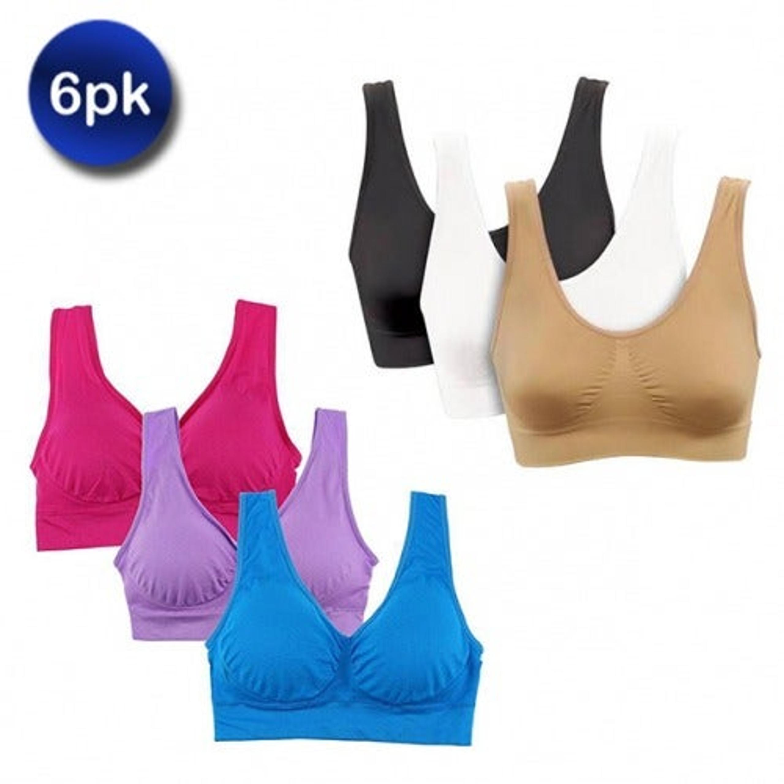 6 Pack: Comfortable Seamless Padless Bra Large