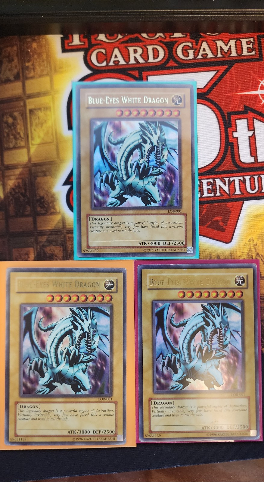 Blue eyes white dragon LOB-001 x3