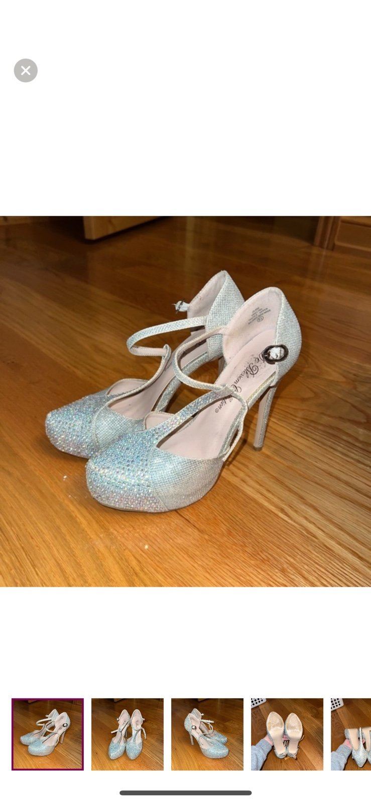 3337 De Blossom Collection Bedazzled Party Cocktail Pump Heel Silver 8.5