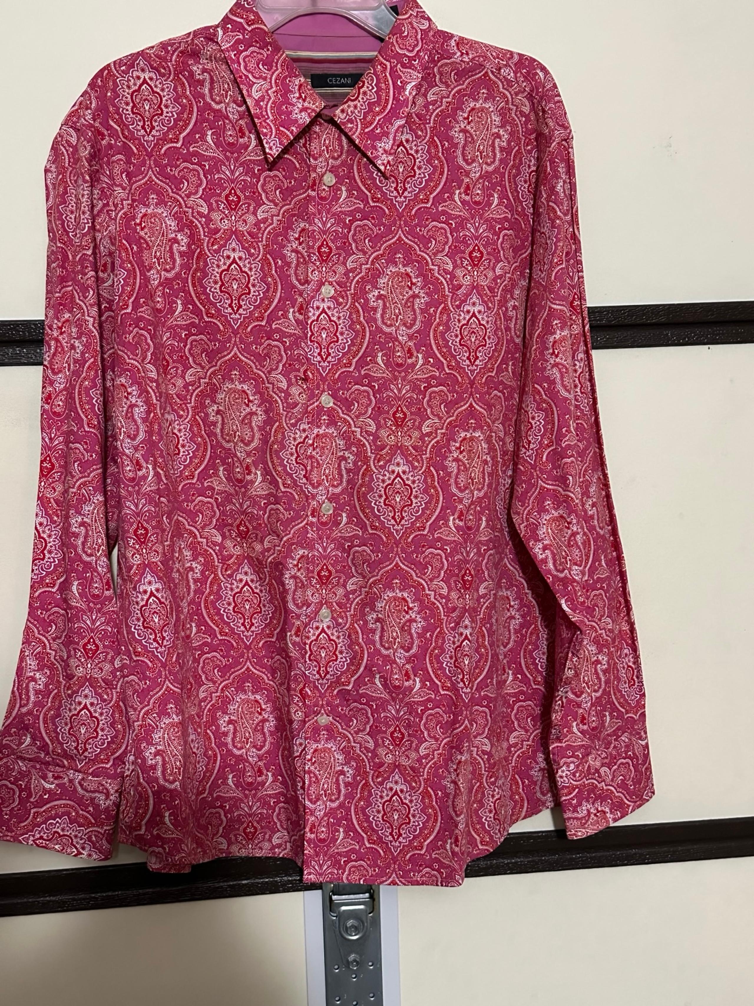 Cezani XL 100% Cotton Pink Paisley Button Up