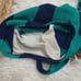 Vintage 60s/70s Robby Len Union Made Navy and Teal Striped One-Piece Swimsuit