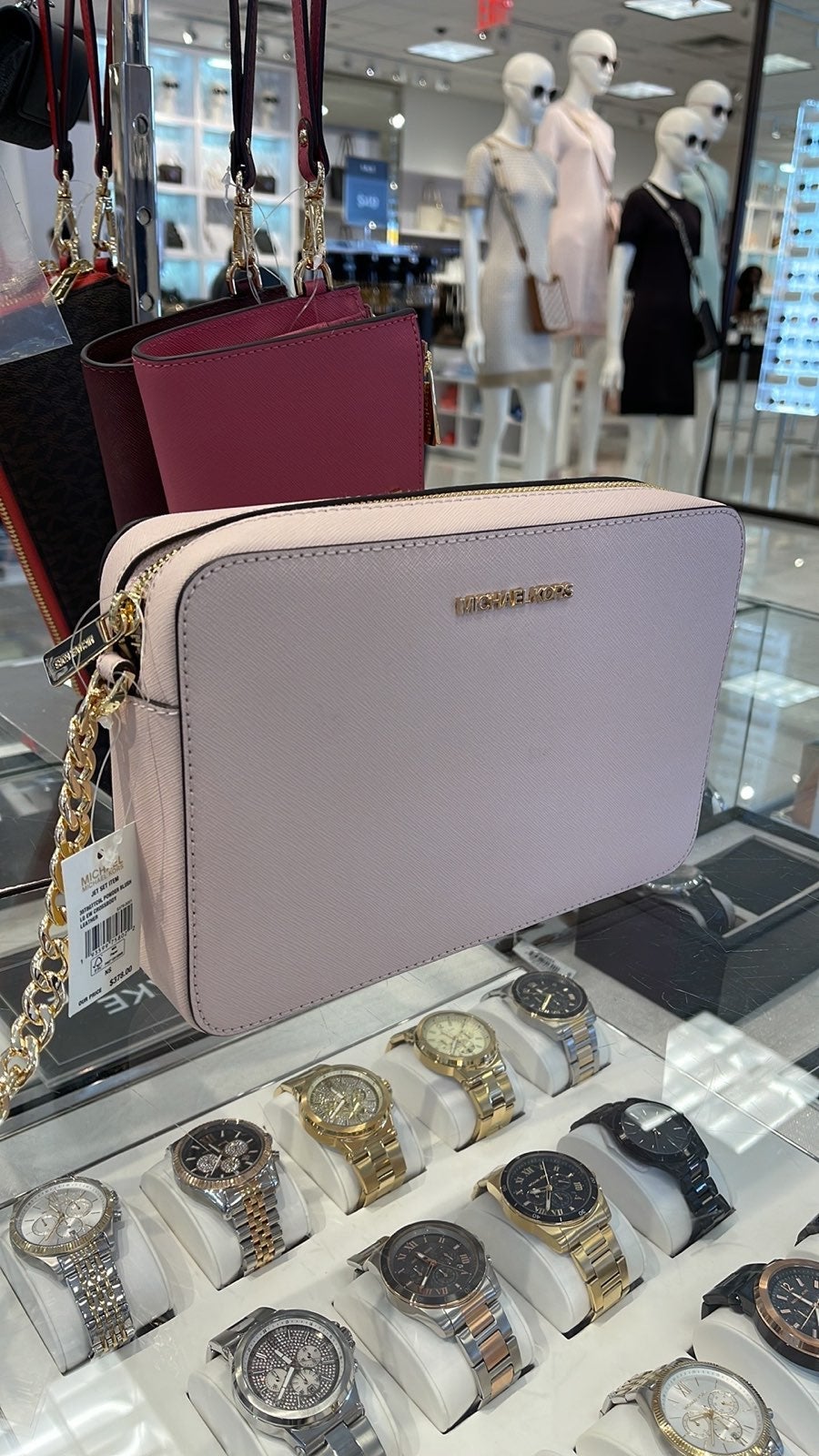 Michael Kors Jet Set Item Large East West Zip Crossbody Leather Powder Blush