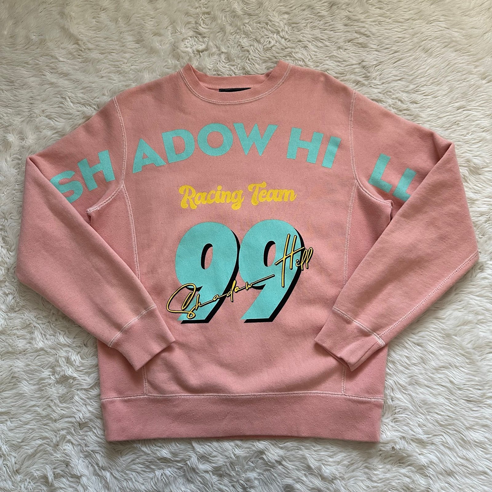 Shadow Hill Sweater Icy Peach Racing Crewneck Long Sleeve Pink XS