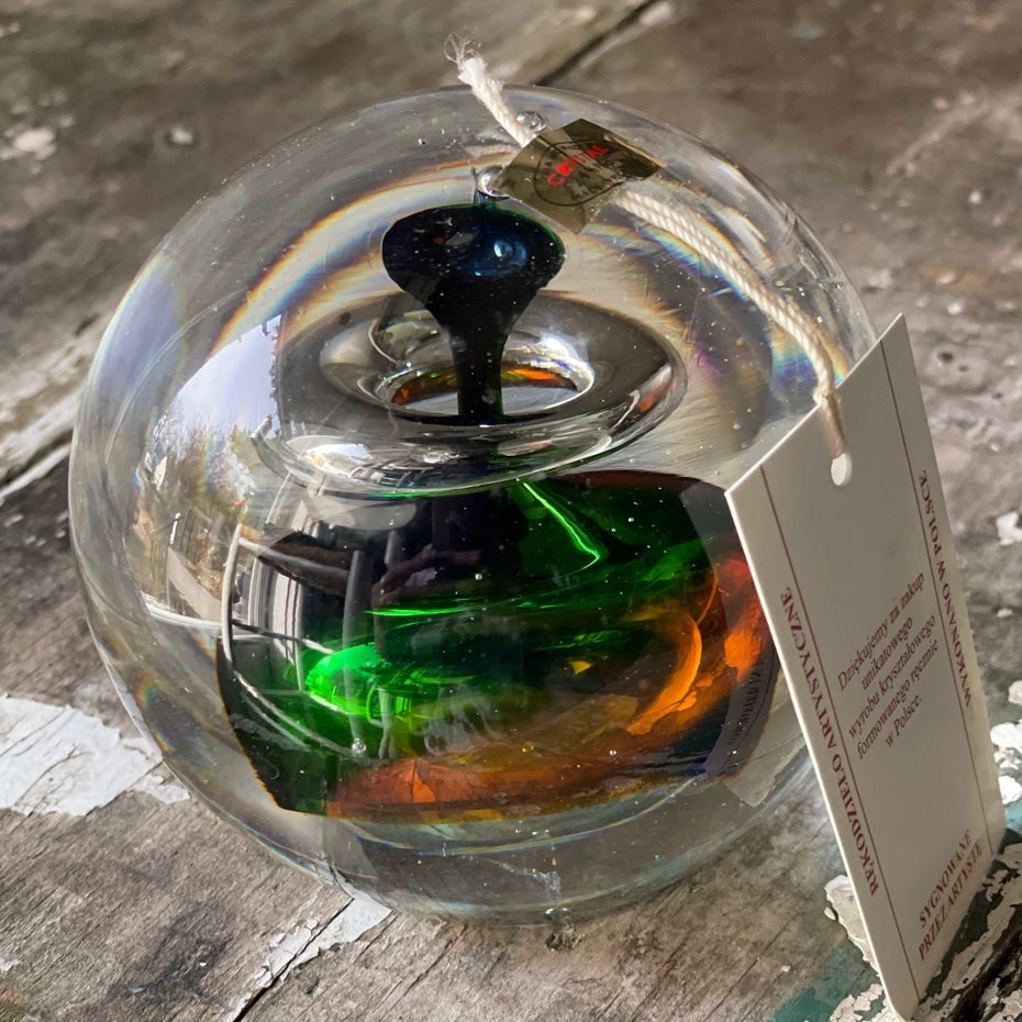 Glass paperweight Poland signed