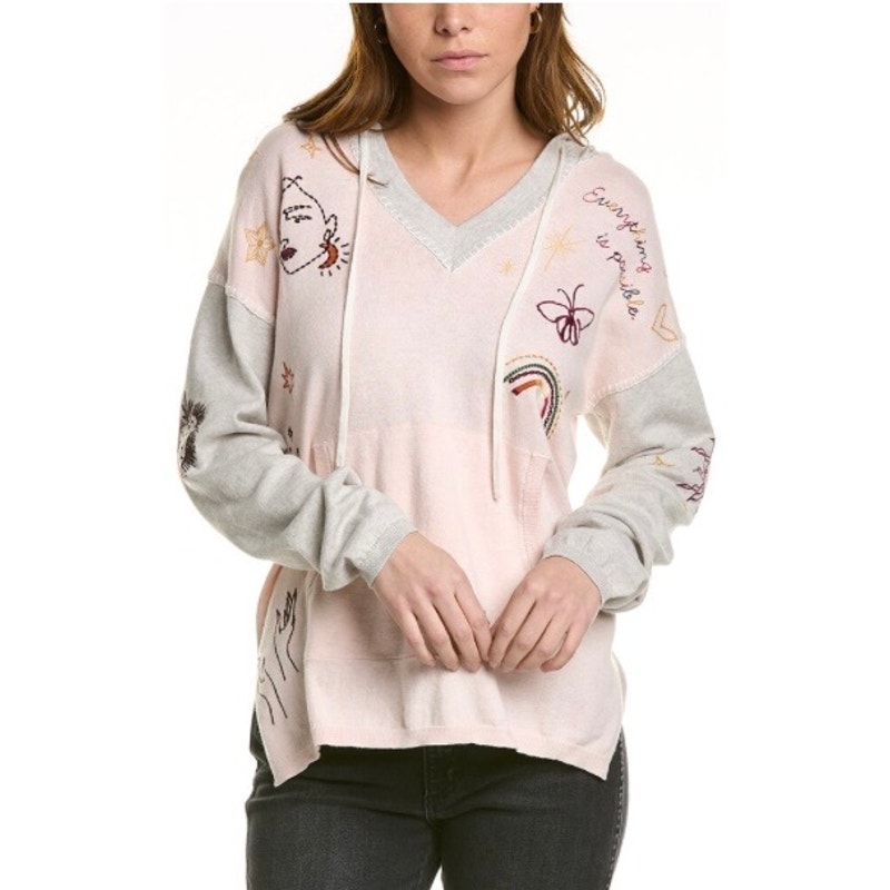 JOHNNY WAS Baja Cashmere-blend oversized Hoodie In Pink - size XS