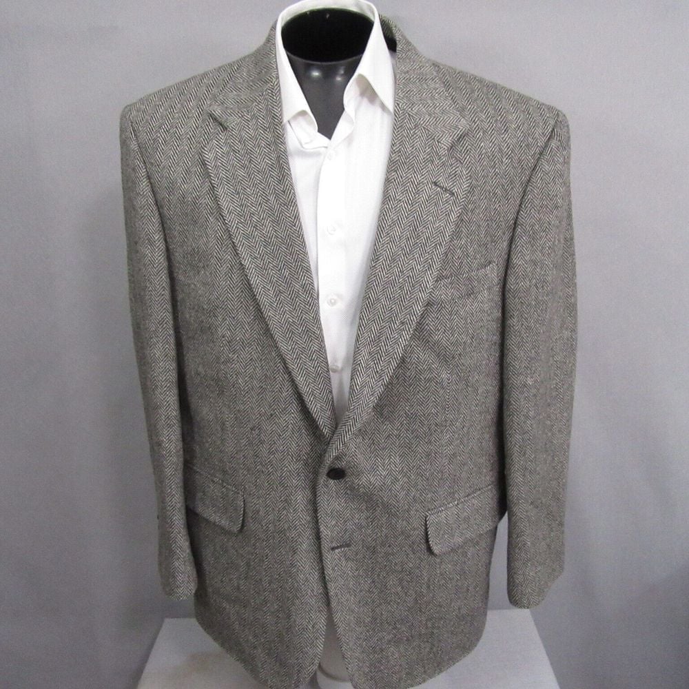 Oscar De La Renta Mens Sport Coat 46R Gray Blazer Wool Lambswool