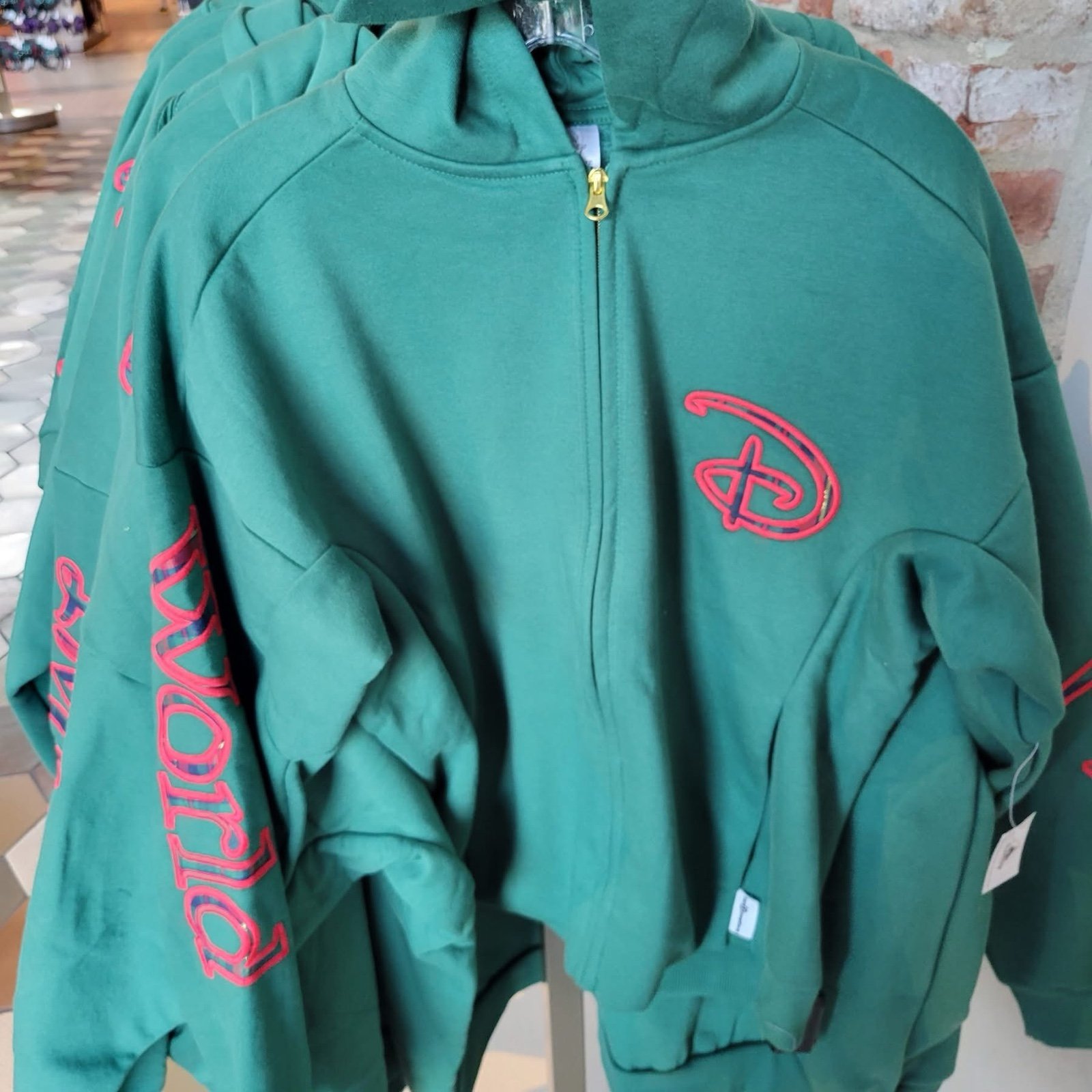 Disney zip up hoodie plaid Christmas WDW 2025