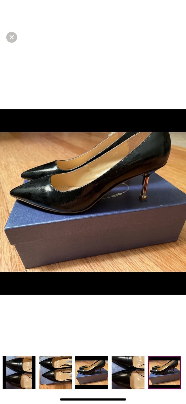 Prada NEW classic black gold heel pumps 37