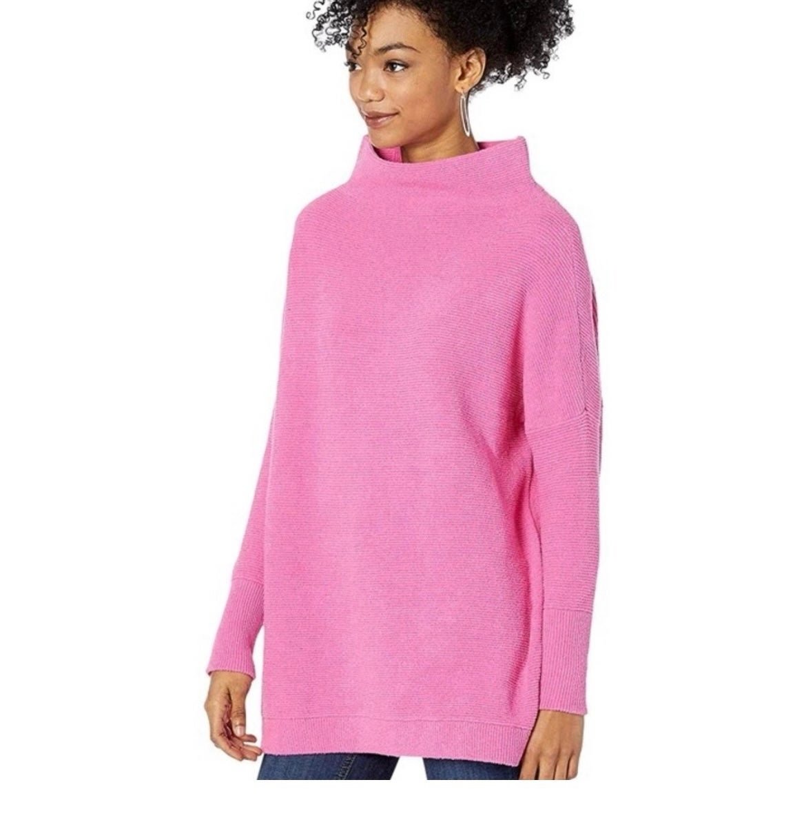 Free People Pink Ottoman Slouchy Tunic Sweater