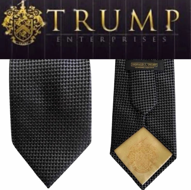 Donald J Trump Signature Collection Neck Tie BLACK CHECKERED Check