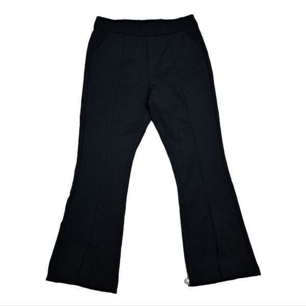 Vega Vesture Pearls Beaded Split Hem Flare Leg Cropped Pants Size 27 Black