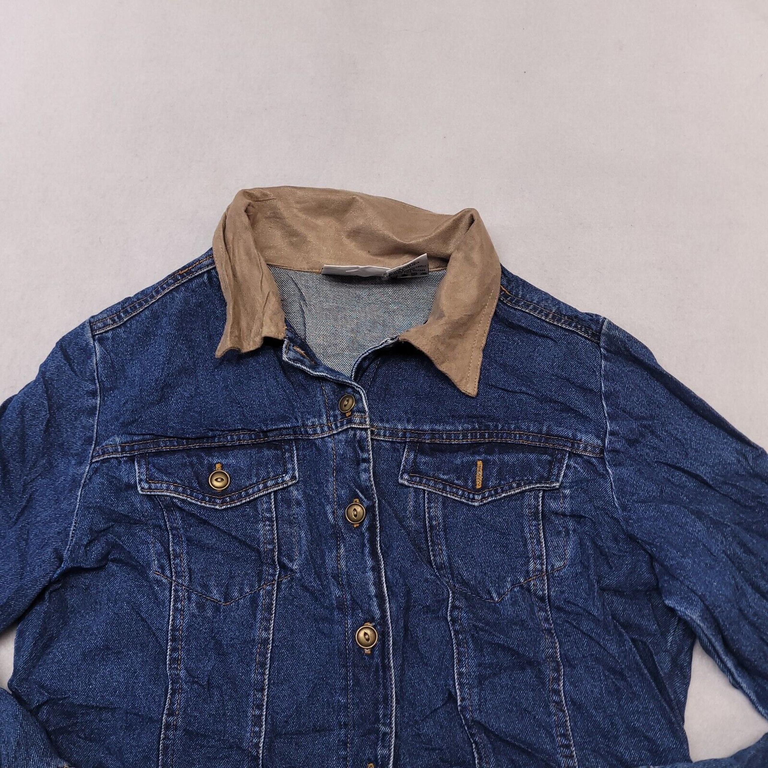 Studio Ease Casual Button Up Long Sleeve Denim Jean Jacket Womens Size 10P Blue