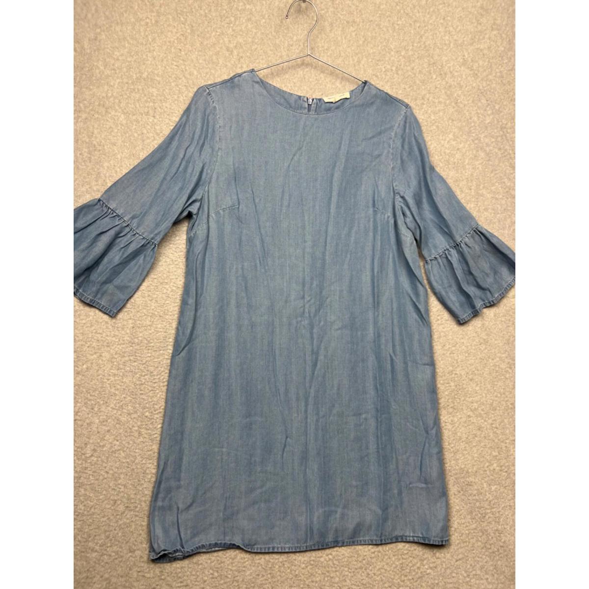 Beachlunchlounge Womens Chambray Shift Dress Flare Sleeve S Minimalist Boho