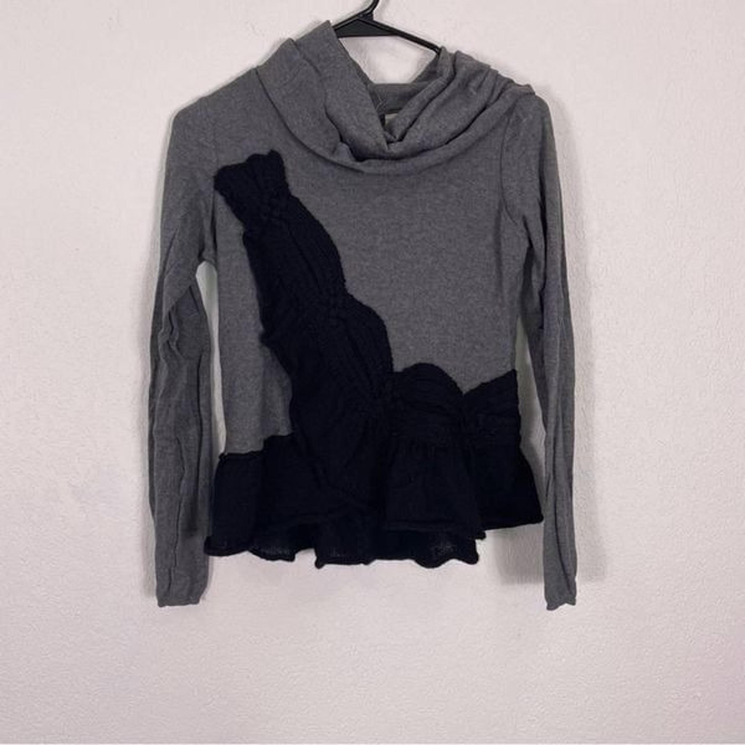 Moth | Anthropologie Grey & Black Cashmere and Wool Blend Cowl Neck Sweater
