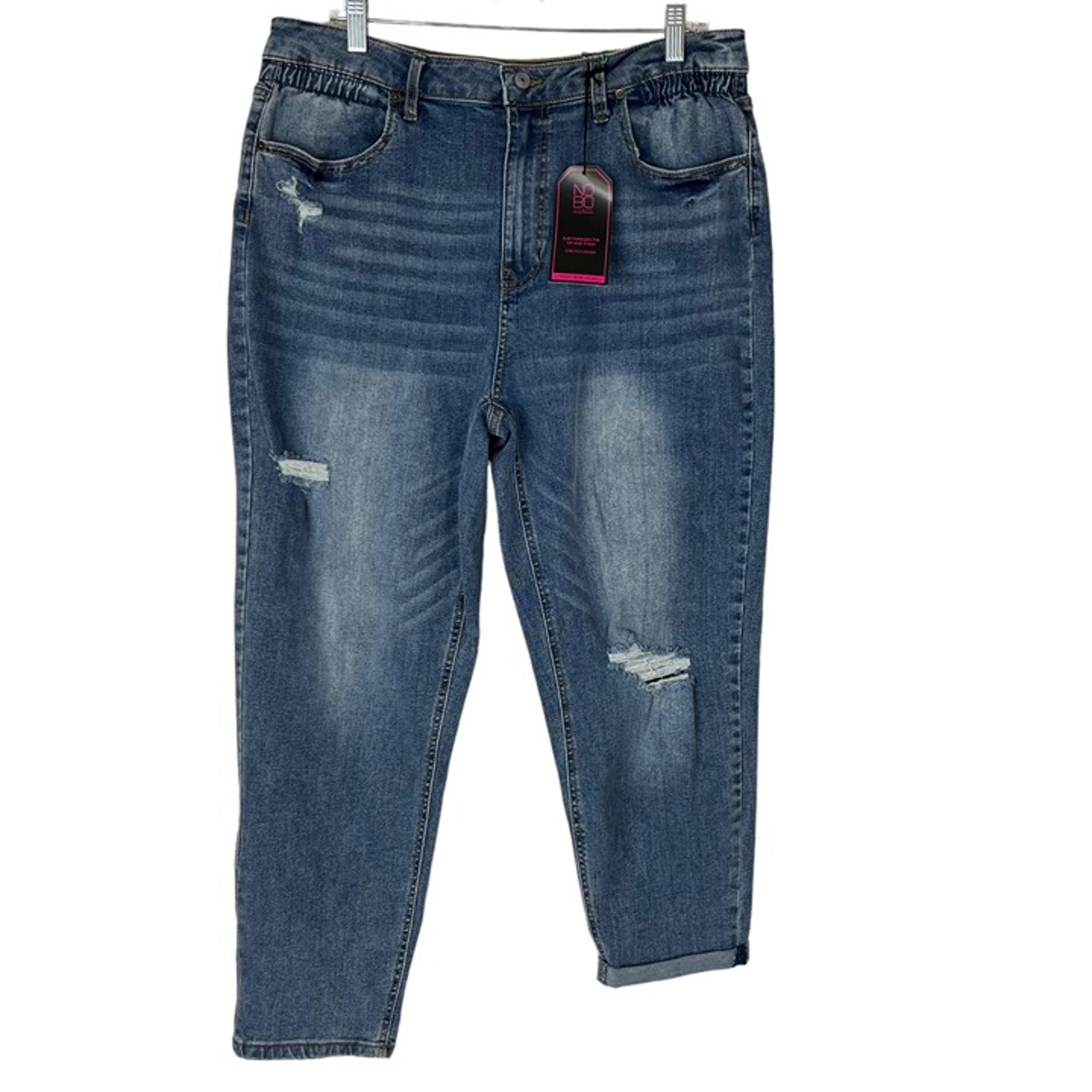 No Boundaries High Rise Mom Jeans Size 17 Distressed Cinched Cropped New
