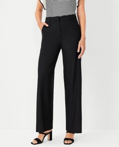 Saks Fifth Avenue Black Wool-Blend Straight-Leg Pants Size 10 NWT