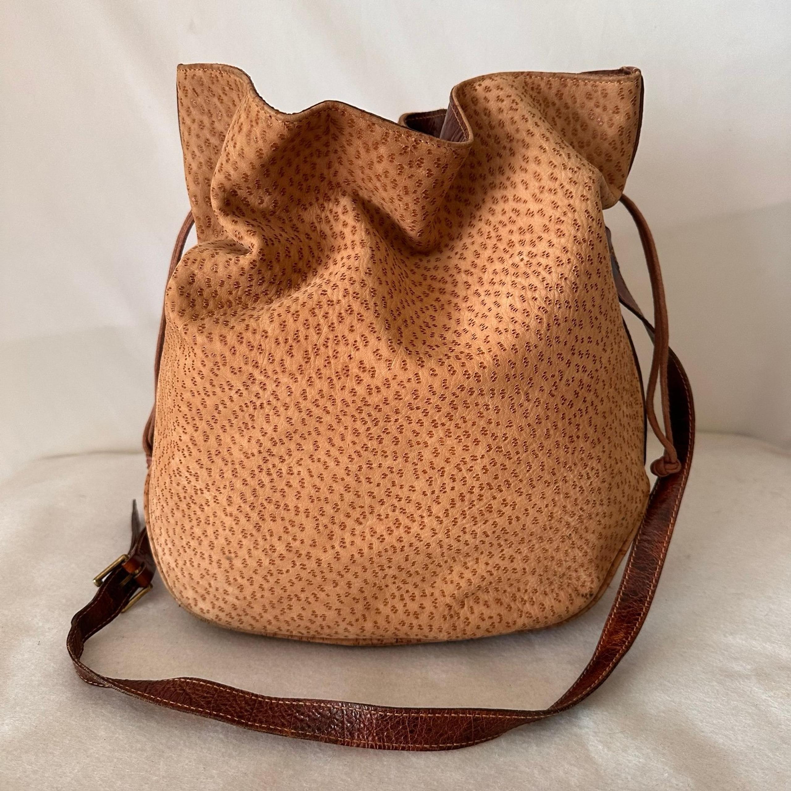 FURLA Leather Slouchy Drawstring Shoulder Bag