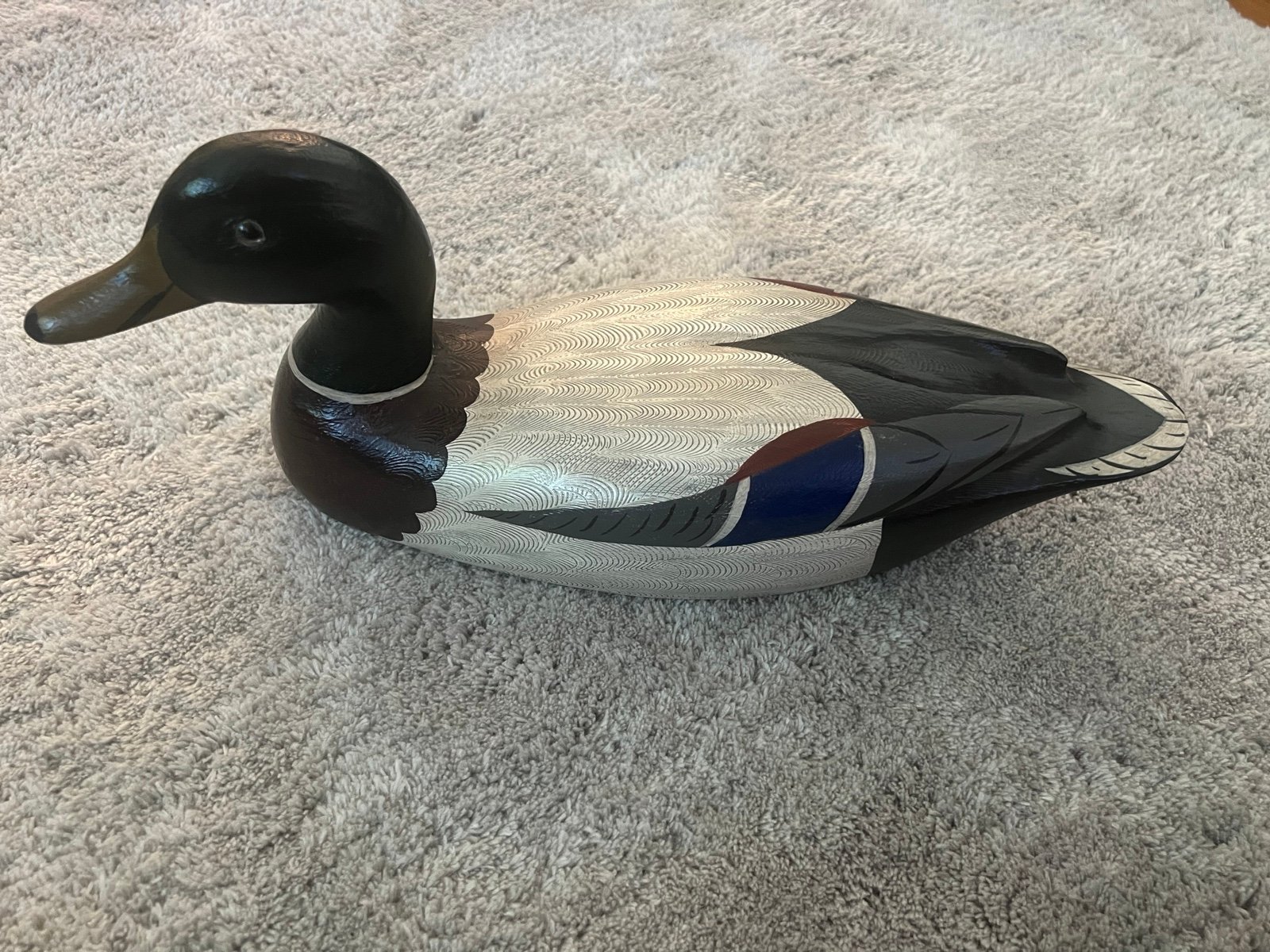 Hand Carved Painted Charles Chas. Moore Wood Duck Decoy