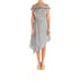 NWT Intermix white gray stripe off shoulder asymmetrical dress L